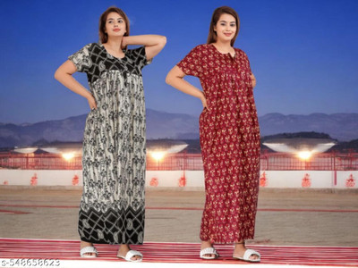 nayra enterprieses Women Nighty(Multicolor)
