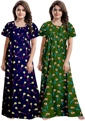 DreamBe Women Nighty(Blue, Green)