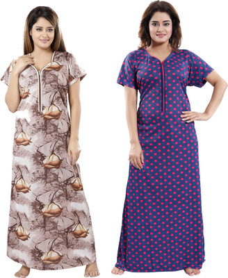 SHOPPING STATION Women Nighty Set(Multicolor)