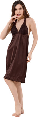 SHLOKE Women Robe and Lingerie Set(Brown)
