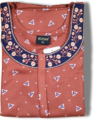 KushiNighties Women Nighty(Dark Green)