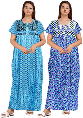 Hans Craft Women Nighty(Maroon, Orange)