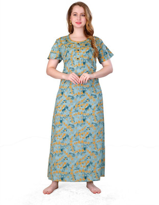 Maha Ganesh Textile Women Nighty(Light Blue)