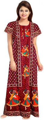 Homezilla Women Nighty(Maroon)