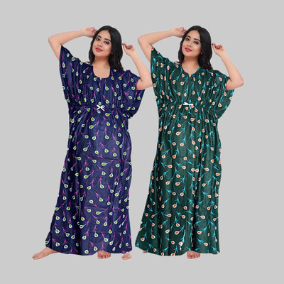 KrishvProducts Women Nighty(Multicolor)