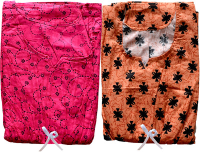 unlocked Women Nighty(Pink, Orange)