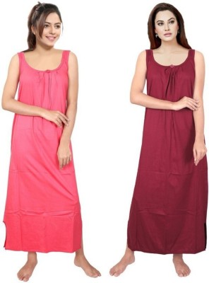 BROUZZZ4U Women Nighty(Maroon, Pink)