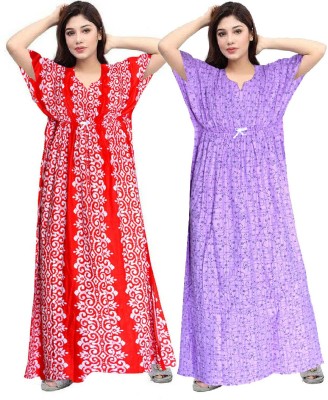 SonamKurties Women Nighty Set(Purple)