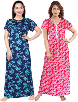 Hans Fashion ENT Women Nighty(Blue, Pink)