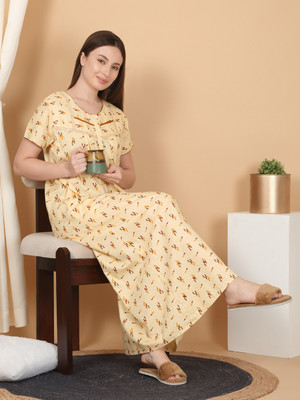 SWEET DREAMS Women Nighty(Beige)