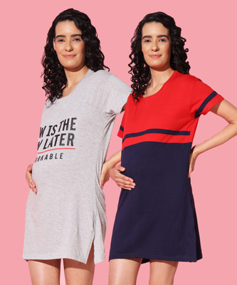 Christy World Women Maternity/Nursing Nighty(Multicolor)