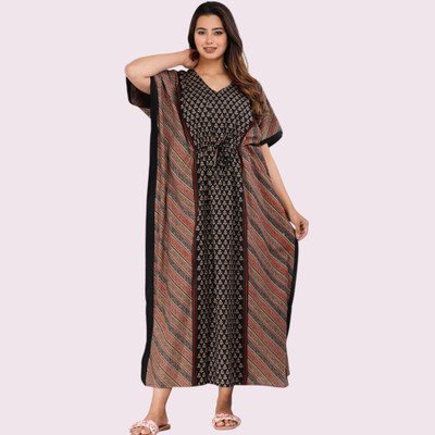 Durga Enterprises Printed Cotton Blend Women Kaftan
