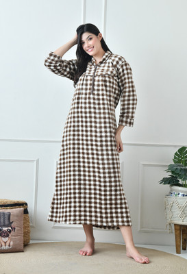 Dreamlily Women Nighty with Robe(Brown)
