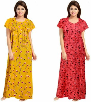 JWF Women Nighty(Yellow, Red)