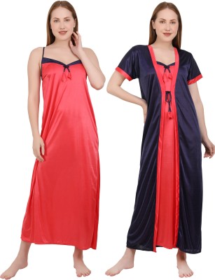 zulovia Women Nighty with Robe(Multicolor)