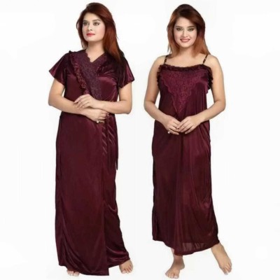 MANOJ ENTERPRISERS Women Nighty Set(Maroon)