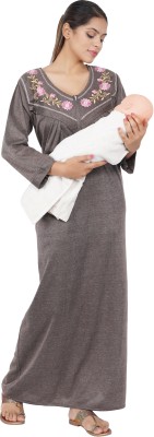 RILO Women Maternity/Nursing Nighty(Grey)