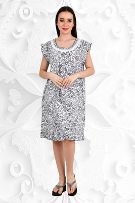 MONAL Women Nighty(White, Black)