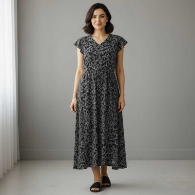 kiae Women Nightdress(Black)