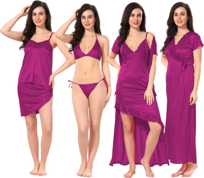 HouseOfCommon Women Nighty Set(Black)