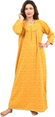 MIAVII CREATION Women Nighty(Yellow)