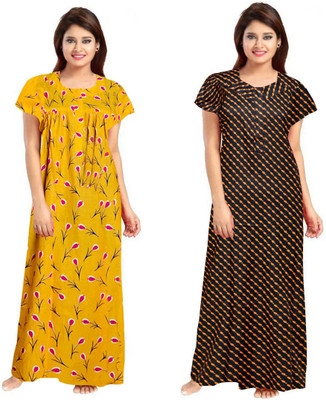 Vatatmaj Creations Women Nighty(Yellow)