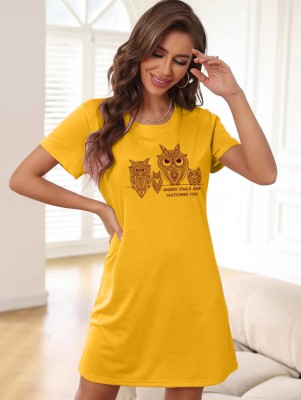 Young trendz Women Nighty(Yellow)