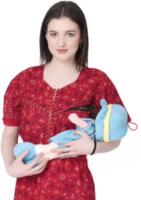 Dreamom Women Maternity/Nursing Nighty(Red)