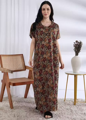 AakarShana Women Nightdress(Brown)
