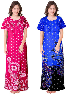 ROOPYATI Women Nighty(Red, Blue)