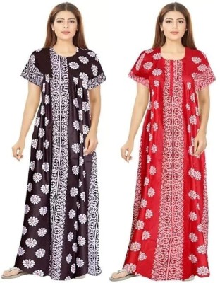 KBNBJ Women Nighty(Black, Red)