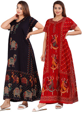 SonamKurties Women Nighty Set(Red)