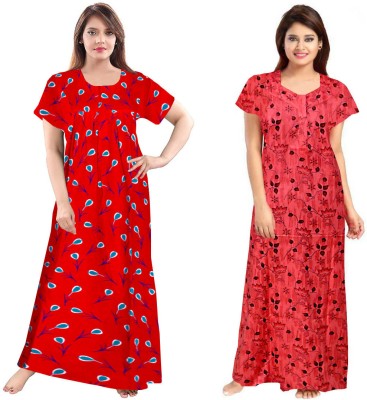 HANDICRAFT VASTRA Women Nighty(Red)