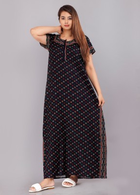 VILAKSHAN Women Nighty(Black)