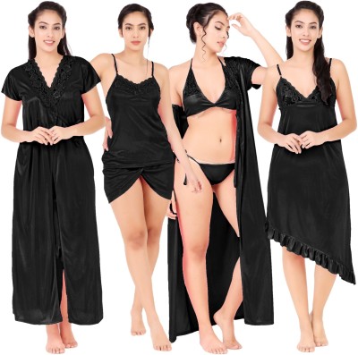 Divine Paridhaan Women Nighty Set(Black)