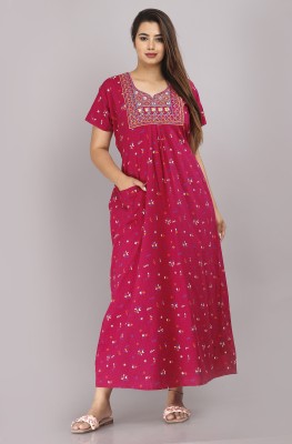 SHRI KRISHNA FABRIC Women Nighty(Pink)