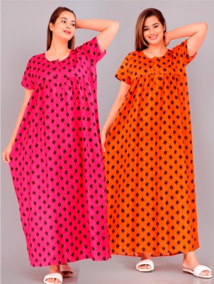 NIRMALA FASHIONS Women Nighty(Orange)