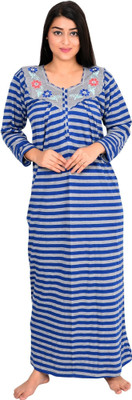 Magnen Women Nighty(Blue, White)