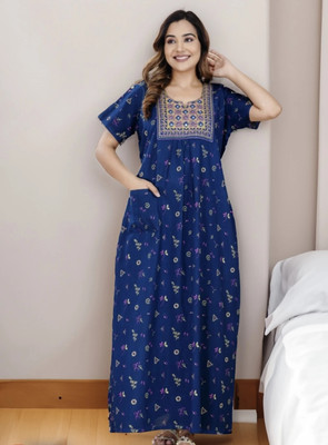 LA fashion Women Nighty(Multicolor)