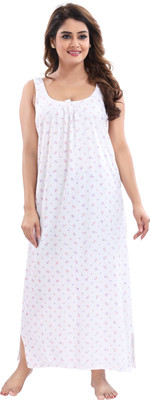 Mallinath Women Nighty(White)