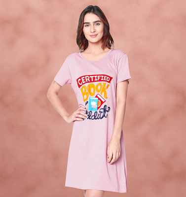 shyaway Women Nightdress(Pink)