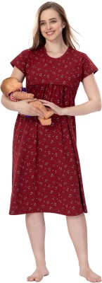 TIGYWIGY Women Maternity/Nursing Nighty(Maroon)