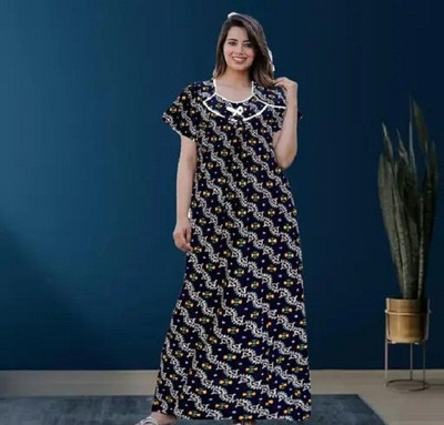 kavyansh Women Nightdress(Dark Blue)