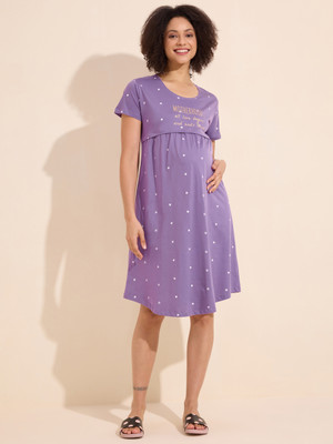 LOTIK Women Maternity/Nursing Nighty(Purple)
