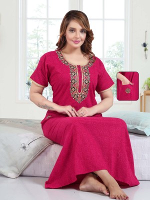 SHLOKE Women Nighty(Pink)