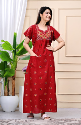 fashiongrape Women Nighty(Red)