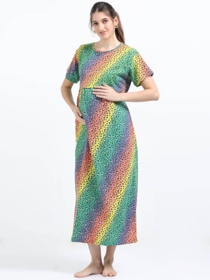 YAZHINI Women Maternity/Nursing Nighty(Multicolor)