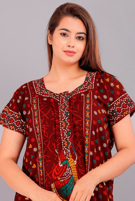 NIRMALA FASHIONS Women Nighty(Maroon)