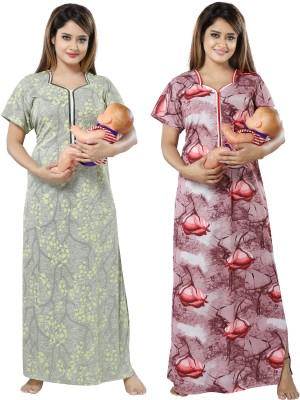 SHOPPING STATION Women Nighty Set(Multicolor)