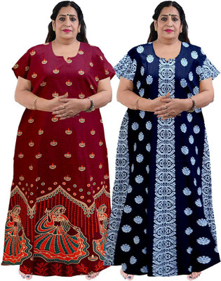 Saviaara Women Nighty(Green)